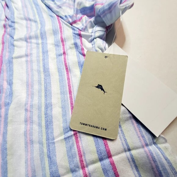 Tommy Bahama Womens Size XL Short Sleeve Cotton Pajama Set Striped Blue/Pink - Picture 9 of 16